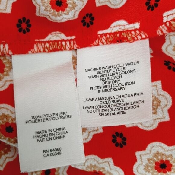 ANNE KLEIN Colorful Boho Floral Border Print Blouse Sz M Flawed - Picture 12 of 12